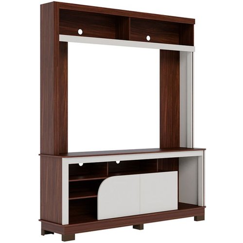 Estante Para Home Theater E Tv Até 65 Polegadas Belaya 2 Portas Nogueira E Off White
