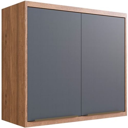Armário Aéreo Ten 2 Portas Freijó E Grafito 80 Cm