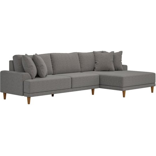 Sofá 5 Lugares Deli Com Chaise Direito Tecido Cinza