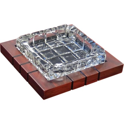 Crystal Cross-Hatched Ashtray