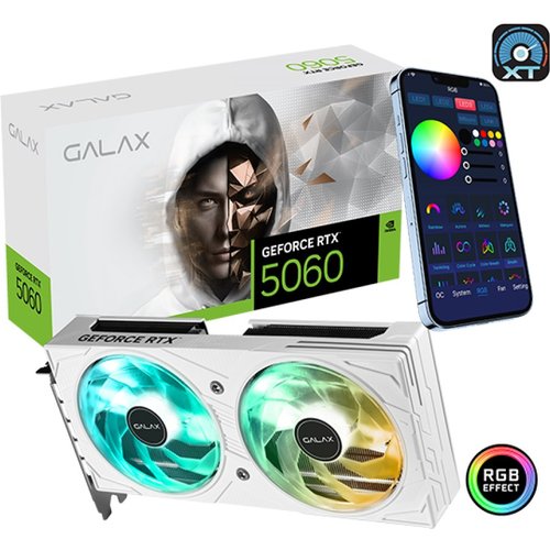 Placa de Vídeo Galax RTX 5060 EX GF White 8GB GDDR7 128bits - 56NSN8MDDBBS
