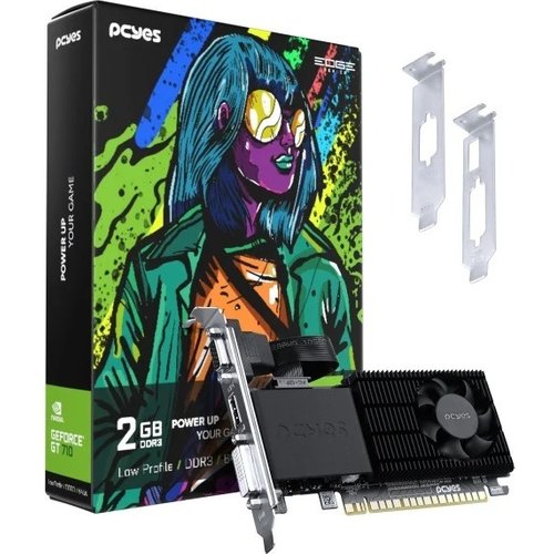Placa de Vídeo PcYes NVIDIA GeForce GT 710 2GB DDR3 64 Bits Low Profile - Ppet7102Gblp