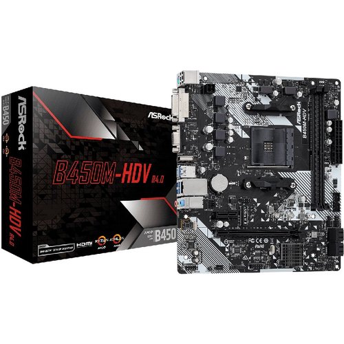 Placa Mãe Asrock B450M-HDV R4.0 Socket AM4 2xDDR4 Chipset AM4 mATX