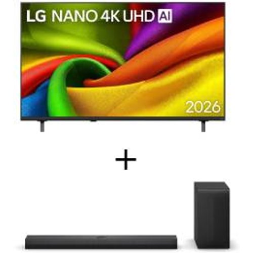 Smart TV LG NANO UHD AI 4K NU850 85 polegadas 2026 + Soundbar LG S70TY Dolby Atmos com configuração de canais 3.1.1 e 400W RMS - 85NU855.S70TY