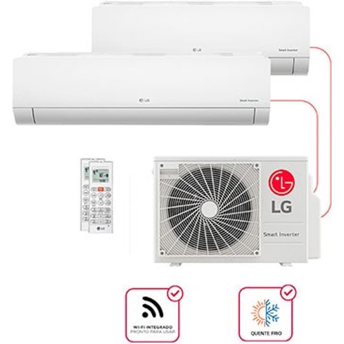 Ar condicionado Multi Split Inverter 2 ambientes (Hiwall 1X 9.000BTUS, 1X18.000BTUS) Quente/Frio WiFi integrado - E2Q2414.OBS