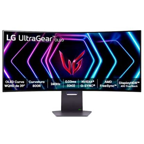 Monitor Gamer LG UltraGear 39GS95QE - OLED Curvo 39”, QHD, 240Hz, 0,03ms (GtG), NVIDIA G-SYNC, AMD FreeSync Premium Pro, HDR400 Trueblack - 39GS95QE-B