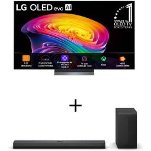 Smart TV LG OLED evo AI 4K C6 65 polegadas 2026+Soundbar LG S70TY Dolby Atmos com configuração de canais 3.1.1 e 400W RMS - OLED65C6.S70TY