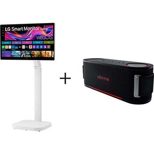 Monitor LG Smart Swing 31.5 polegadas, 4K UHD IPS, Touchscreen, Suporte móvel + Caixa de Som Bluetooth LG xboom Bounce by will.i.am - 32U889S.BOUNCE