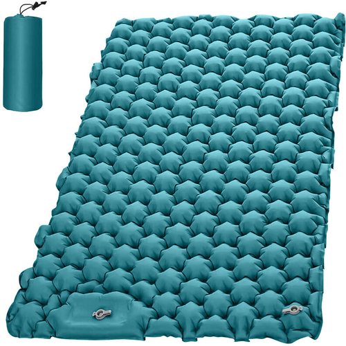 Coussin Gonflable Double Face Portable Pour Camping, Voyage Et Bureau - Bleu