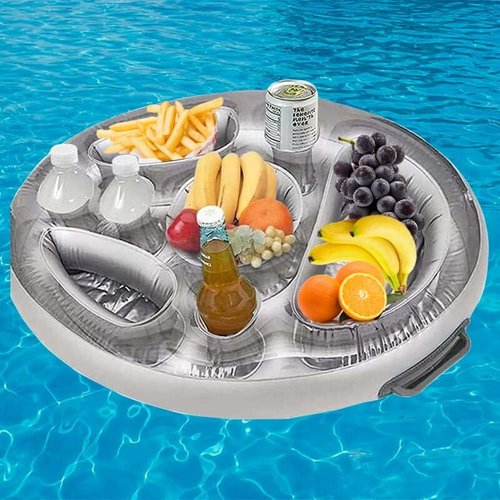 Plateau De Service Rond Flottant Pour Piscine Et Spa, 60 X 60 X 20 Cm – Idéal Pour Les Boissons Et La Nourriture Sur L'eau, Parfait Pour Les Fêtes, Les Bars De
