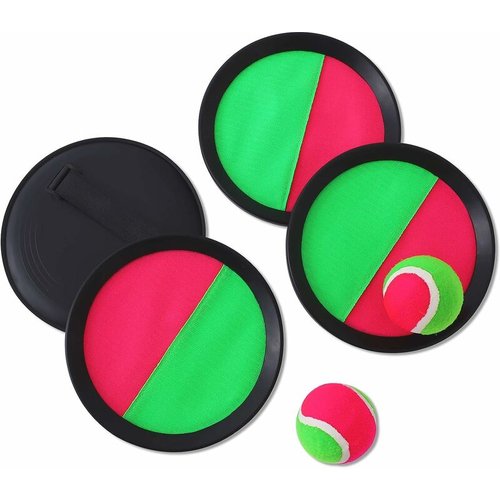 Jeu De Lancer Attrape Raquettes Plage - 2 Pagaies + 4 Balles Velcro - Intérieur Extérieur