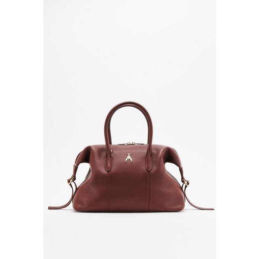 Borsa a bauletto New Business Patrizia Pepe in pelle marrone
