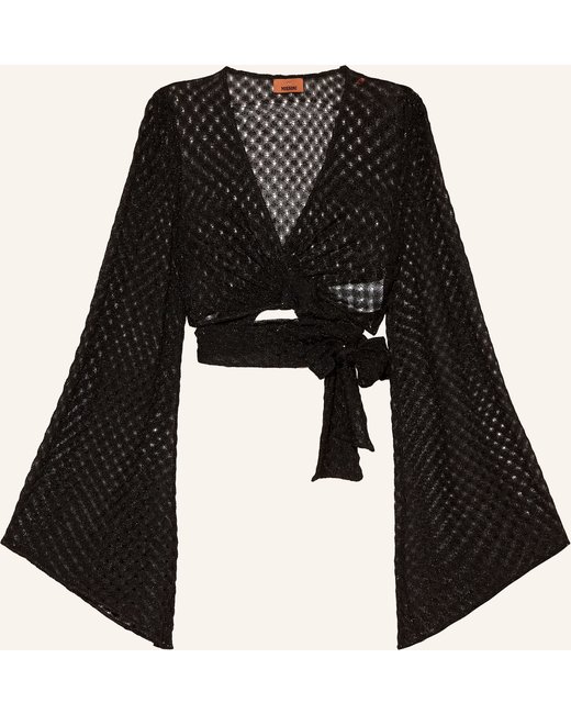 Missoni Missoni Cropped-Wickelbluse Mit Glitzergarn schwarz