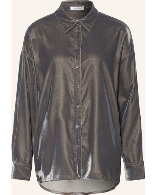darling harbour Darling Harbour Hemdbluse Aus Samt grau