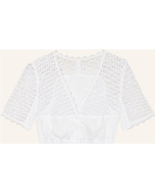 WALDORFF Waldorff Dirndlbluse Mit Spitze weiss