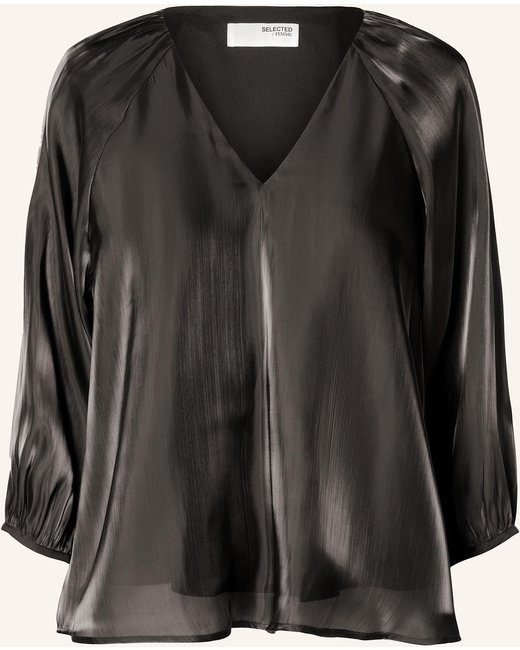 Selected Femme Selected Femme Blusenshirt Mit 3/4-Arm Aus Satin schwarz