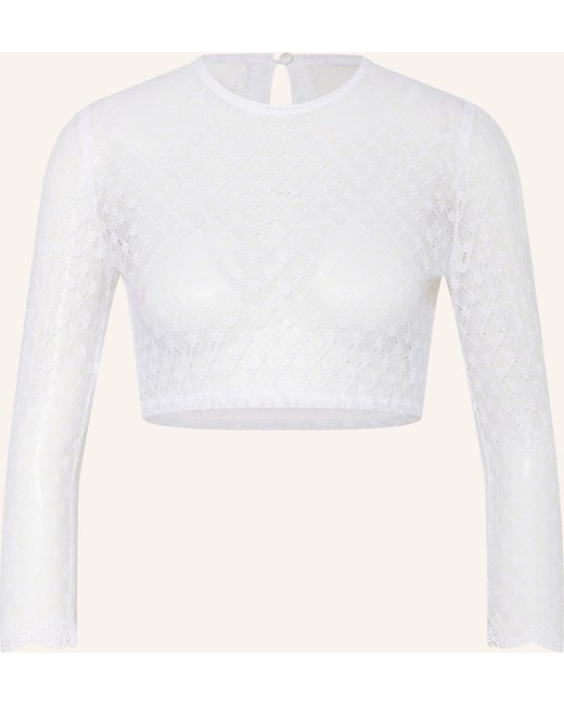 Johann & Johanna Johann & Johanna Dirndlbluse Aus Spitze Mit 3/4-Arm weiss