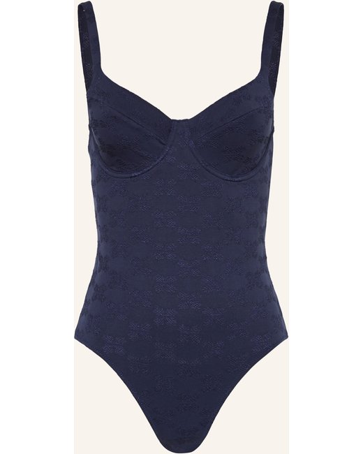 Vilebrequin Vilebrequin Bügel-Badeanzug Turtle Monogram Jacquard Leonita blau