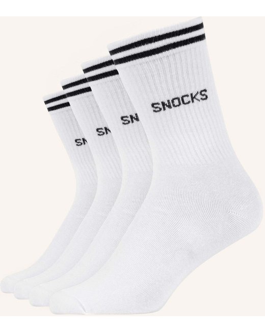 Snocks Snocks Hohe Sportsocken Mit Streifen (4 Paare) weiss