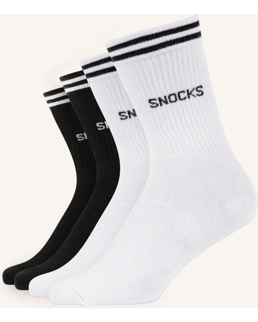 Snocks Snocks Hohe Sportsocken Mit Streifen (4 Paare) schwarz