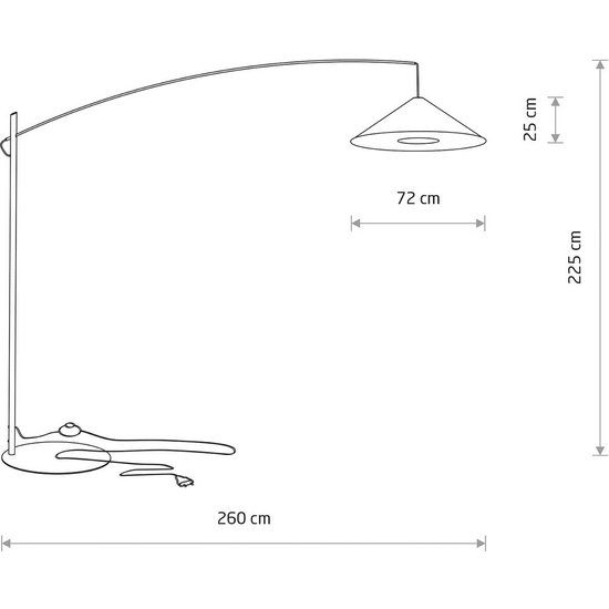 Bogenlampe Poise, umbragrau, Stahl, Textil, Ausladung 260 cm