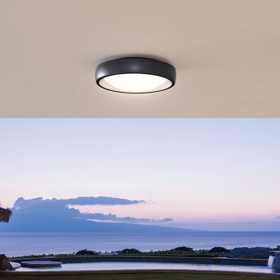 Lindby LED-Außendeckenlampe Niniel, schwarz, Ø 25 cm