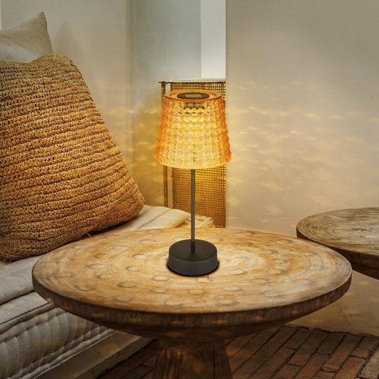 Solar-Tischlampe 36634-2A im 2er-Set schwarz/amber