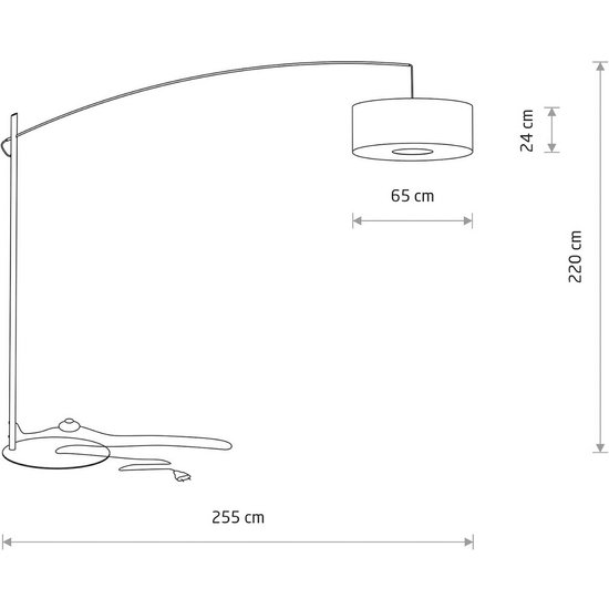 Bogenlampe Poise B, grau, Stahl, Textil, Ausladung 255 cm