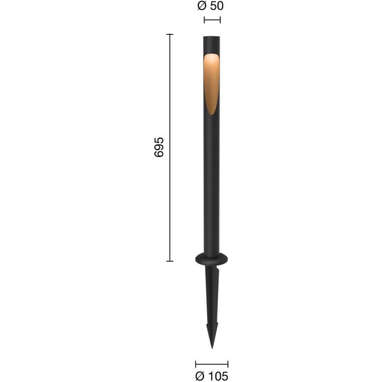 Louis Poulsen Wegelampe Flindt 840 70cm schwarz Erdstück 24V