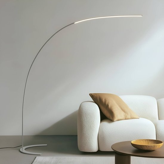 Lindby LED-Stehleuchte Danua, silber, Metall, Höhe 200cm