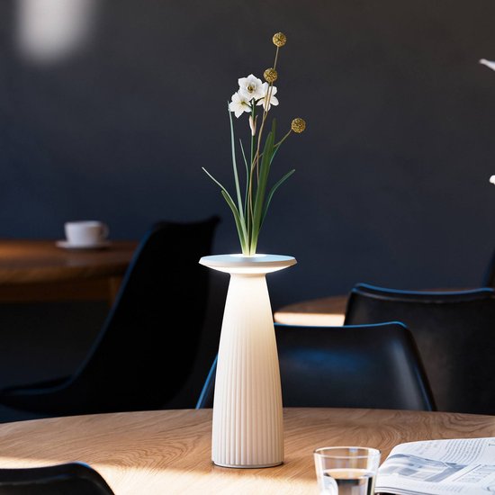 LED-Akku-Tischlampe Nuflair, beige, IP54, dimmbar, 24 cm