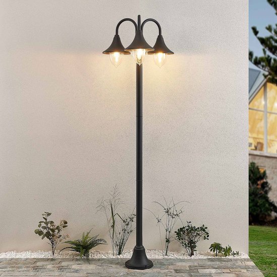 Lindby Mastleuchte Edric, Höhe 215 cm, anthrazit, Aluminium