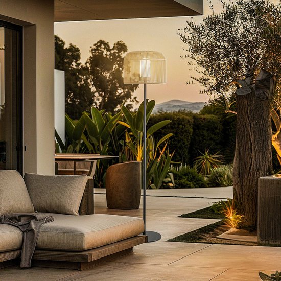 Lucande Terrassenleuchte Solvindor, khaki, Kunststoff IP44