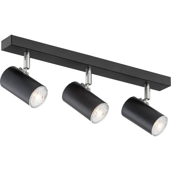 Deckenstrahler Noah, schwarz/chrom, Stahl, dreiflammig