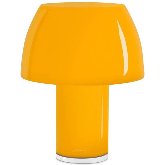 Nemo LED-Akku-Tischleuchte Lorosae, gelb, Glas, IP54, USB