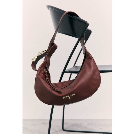Borsa New Moon Patrizia Pepe autunno inverno 2026-2027 in pelle marrone con tracolla