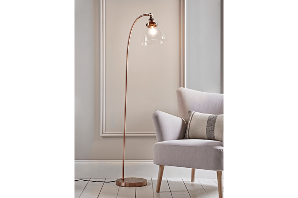 Domed Glass Floor Lamp Copper