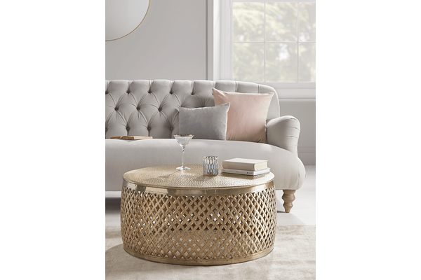Round hammered coffee table deals