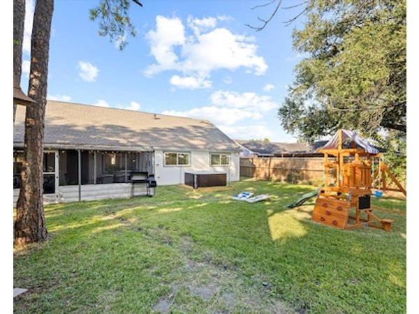 Htown Hot Tub Getaway Swing Set BBQ Yard Games