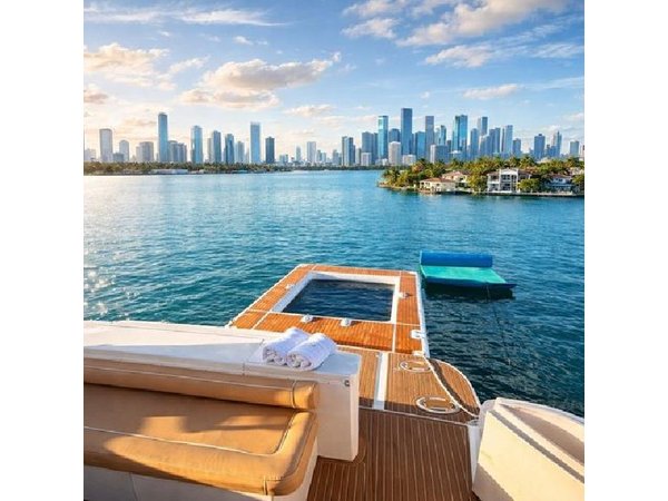 Yacht Rental 60 ft with 2 Free Jet Skis ,Miami River and Sea Pool