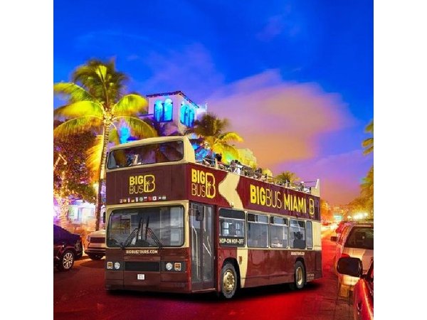 Miami: Open-top Bus Sightseeing Night Tour with Live Guide