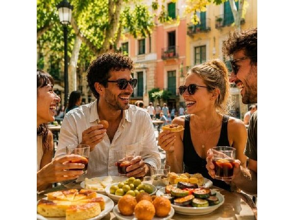 Vegetarian Barcelona Tapas and Wine Tour in Gracia Full Meal