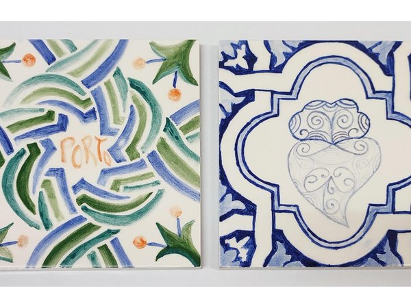 Porto Tile Painting Workshop in artist studio