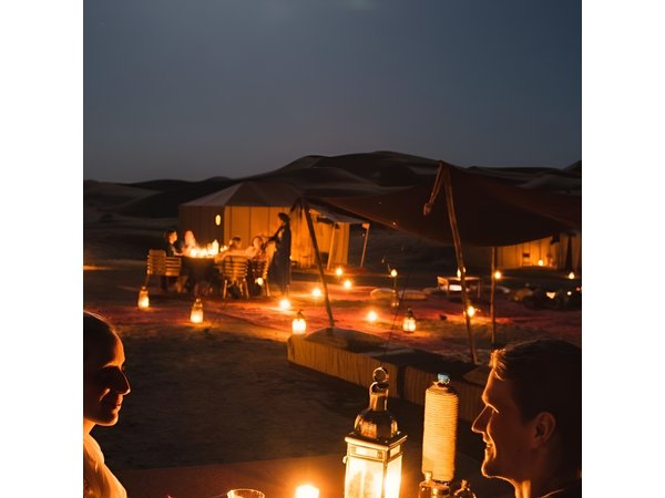 Marrakech: Sunset Dinner in Agafay Desert with show & Transport