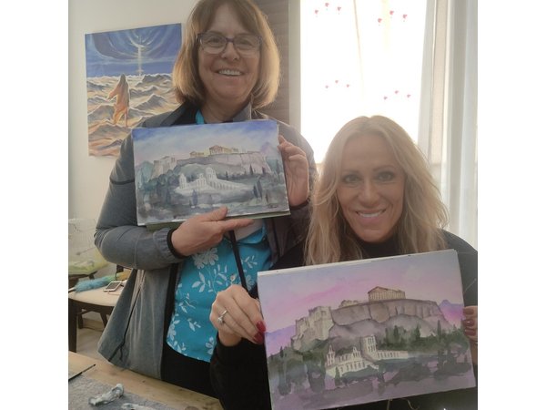 Athens: Watercolor Acropolis Painting Workshop with Local Artist