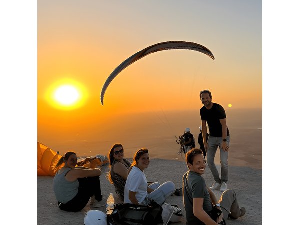 Paragliding with sunset in Agafay desert from Marrakech