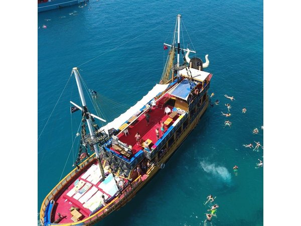 Pirate Ship Cruise with Food and Swimming Stops in Alanya