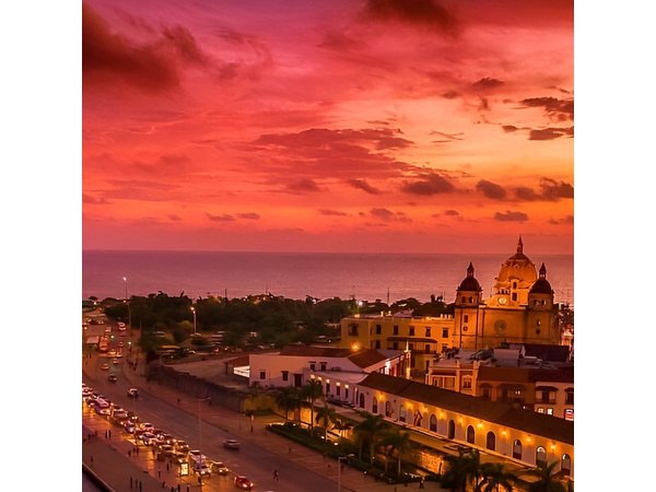 Sunset Navigation through the Bay of Cartagena