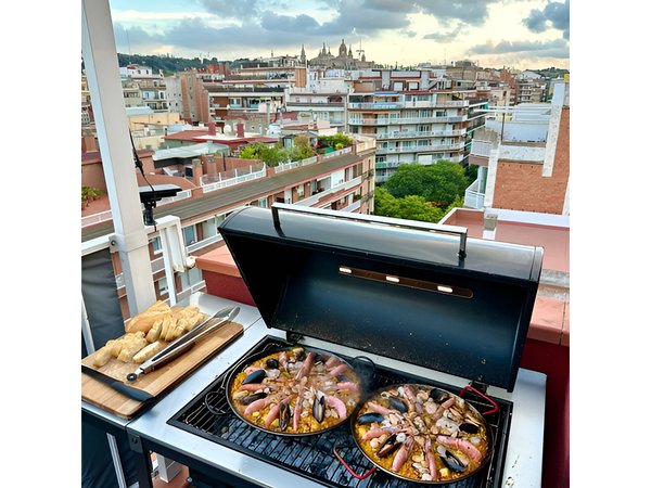 BBQ Paella in a Penthouse Terrace in Barcelona with a Chef