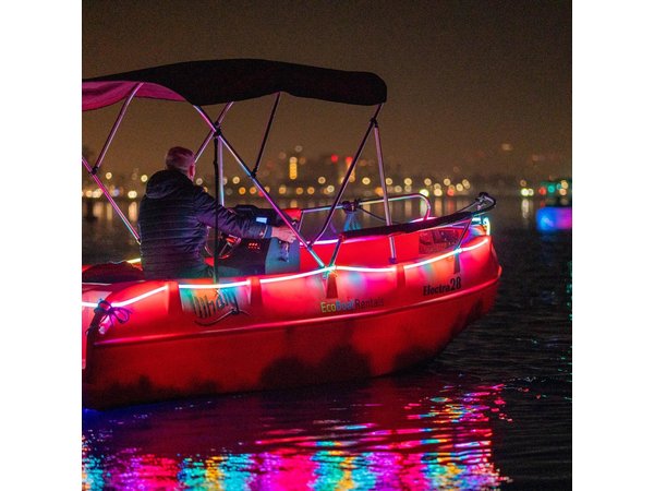 Glow Electric Boat night date experience in San Diego Bay